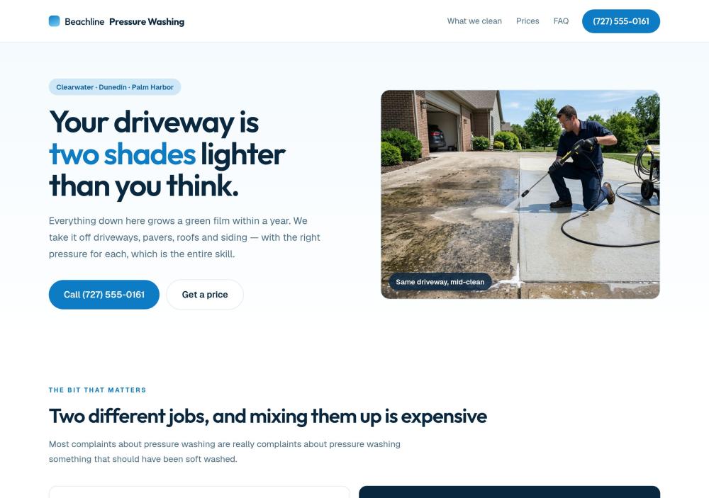 Beachline Pressure Washing website