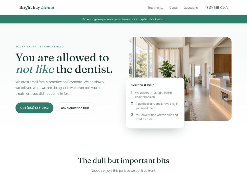 Bright Bay Dental website