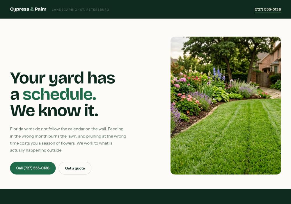 Cypress & Palm Landscaping website