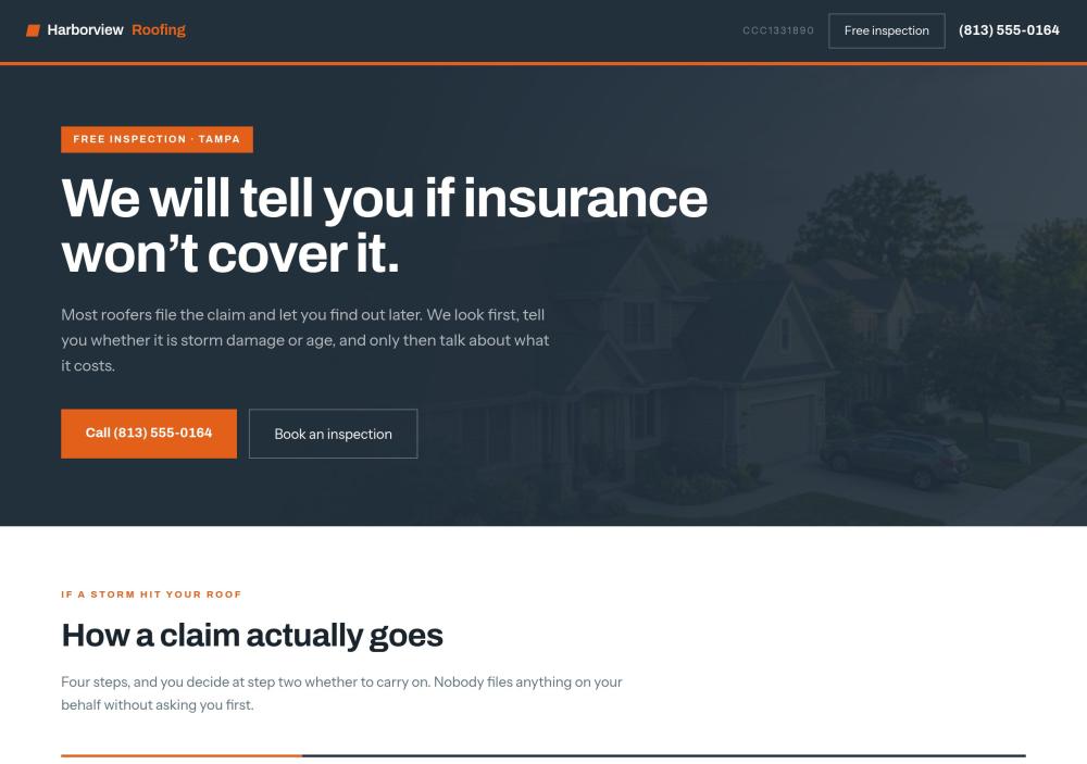 Harborview Roofing website