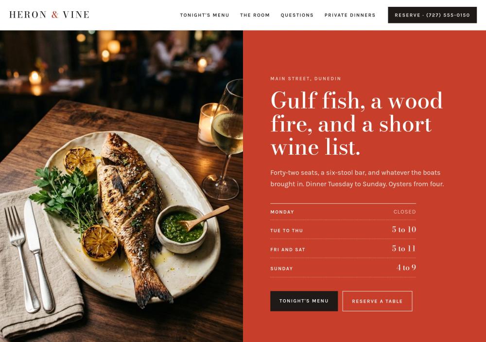 Heron & Vine website