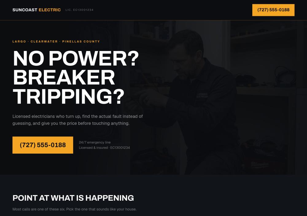 Suncoast Electric website